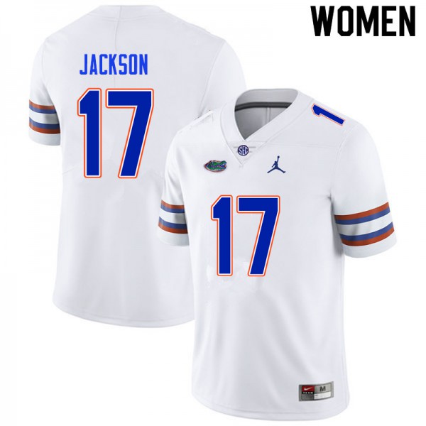 Women #17 Kahleil Jackson Florida Gators College Football Jersey White